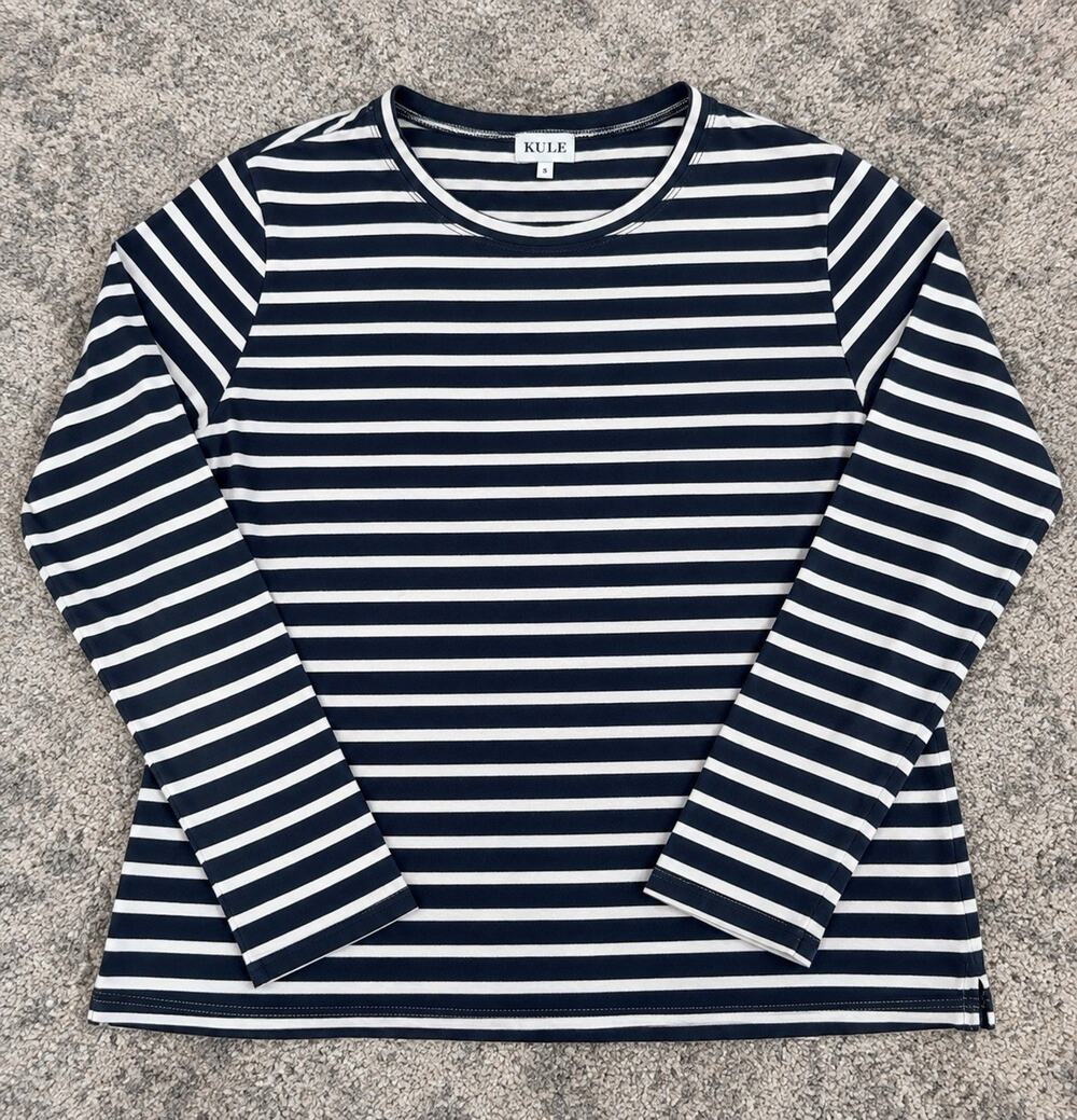 KULE Striped Modern Long Women’s Top Size M Blue